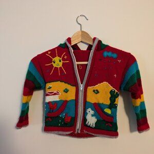 Peruvian hand knit zip-up  sweater